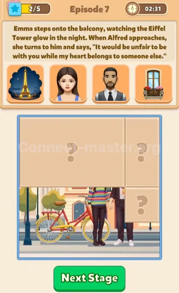 Connect Master Story Answer Forbidden love in Paris Episode 7 Stage 2